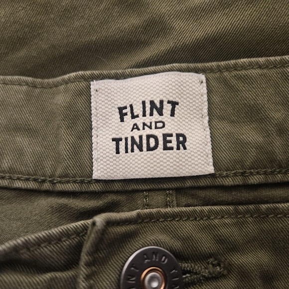 Flint And Tinder Pants Mens 36x32 Green Tapered Fit 5 Pocket Chino Casual - Picture 7 of 9